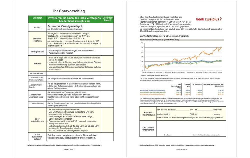 Der Steckbrief zum Schweizer Vermögensdepot wurde aktualisiert.